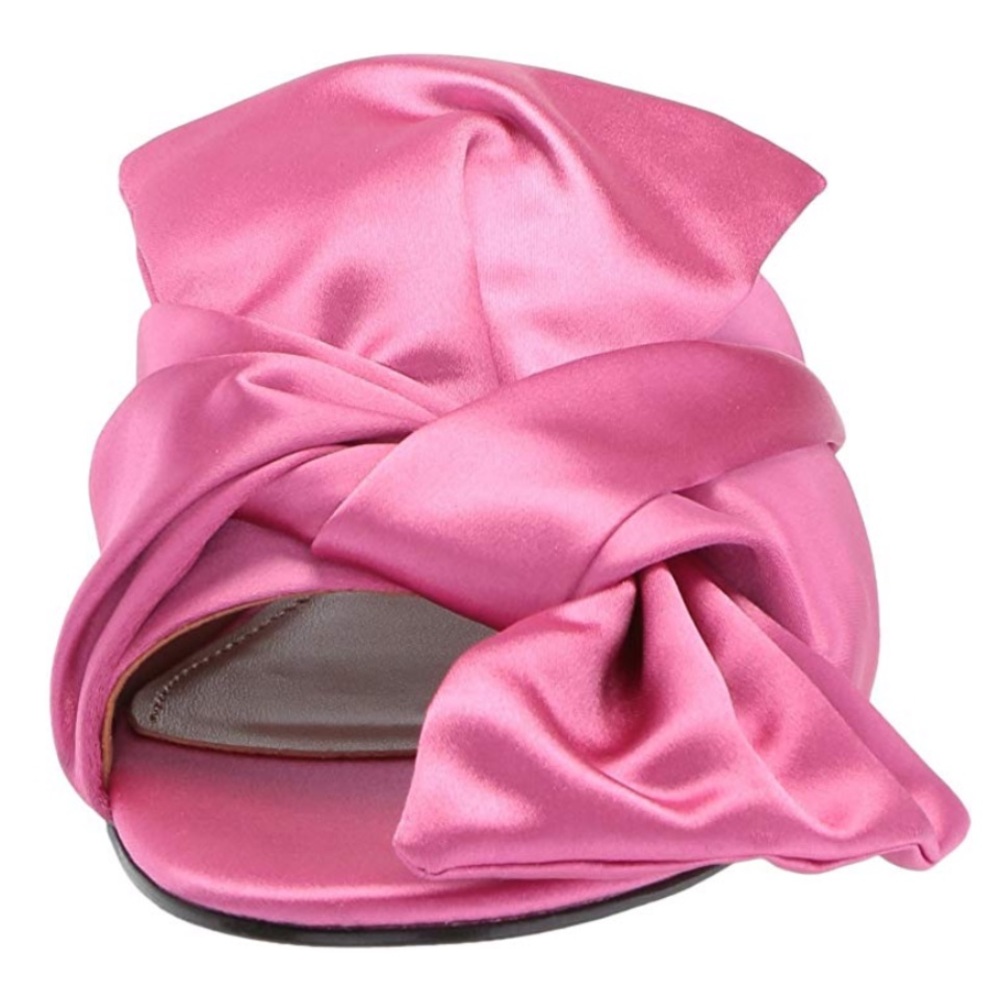 Barbie Pink Satin Oversized Bow Slip On Mule Slide - Picture 6 of 6